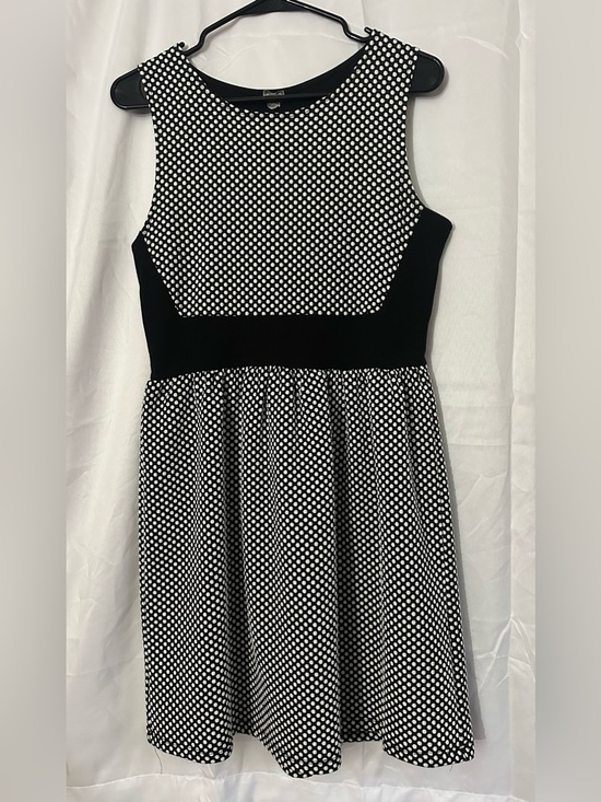 Poof! Dresses & Skirts - Sleeveless Black & White Polka Dot Fit-and-Flare Dress